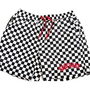 The Sopranos HBO Swim Trunks Checkered Black White Satriale's Size L